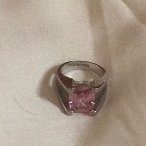 Emerald cut pink stone